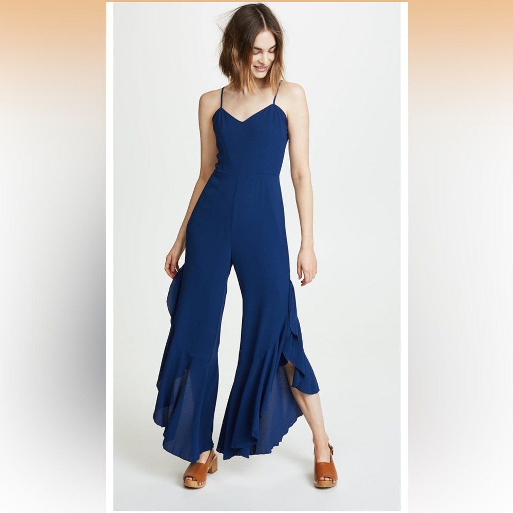 BB Dakota Navy Ruffle Jumpsuit